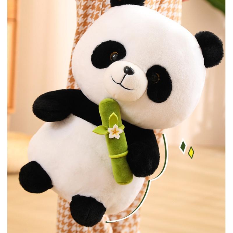 Cute Panda Plush Toy Stuffed Animal Doll Bamboo Shoot Flower Bear Gift For Girls And Kids