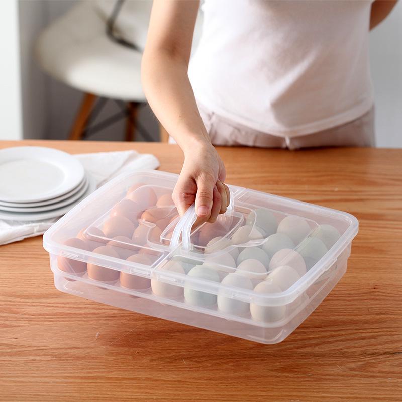 Anti-Fall Egg Storage Box with Lid - Vertical Plastic Egg Tray for Refrigerator