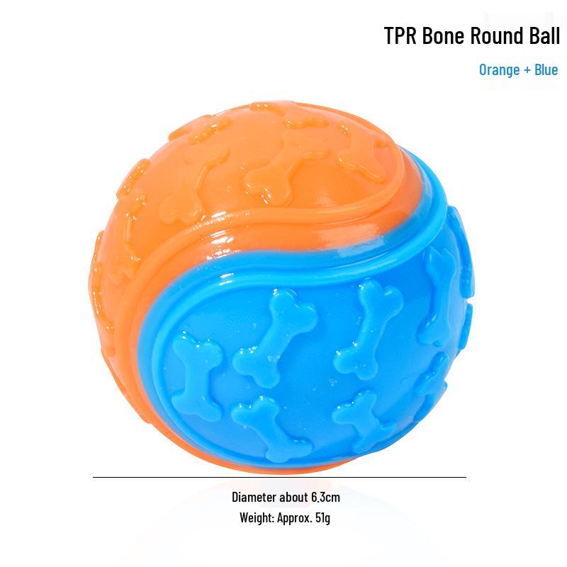 Two-Color Bone Print C-Shaped TPR Squeaky Ball Bite-Resistant Teething Toy for Small Dogs