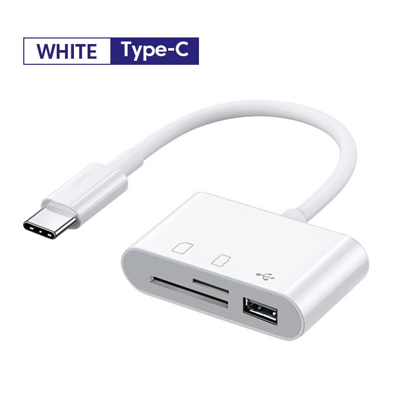 3-in-1 Type C Card Reader Micro SD TF Memory Card Reader External U Disk Adapter for iPhone 15 Serie Laptop Tablet OTG Converter
