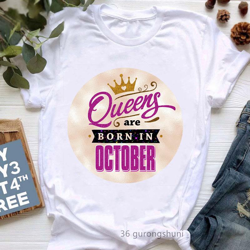 Queens Are Born In May/June Graphic Print T-Shirt Girls/Women Golden Crown Tshirt Femme Summer Fashion Tops Tee Shirt Female