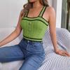 Women Sleeveless Neck Tees V Solid Color T Shirt Ladies Tee Shirt Street Knitwear Wear Top