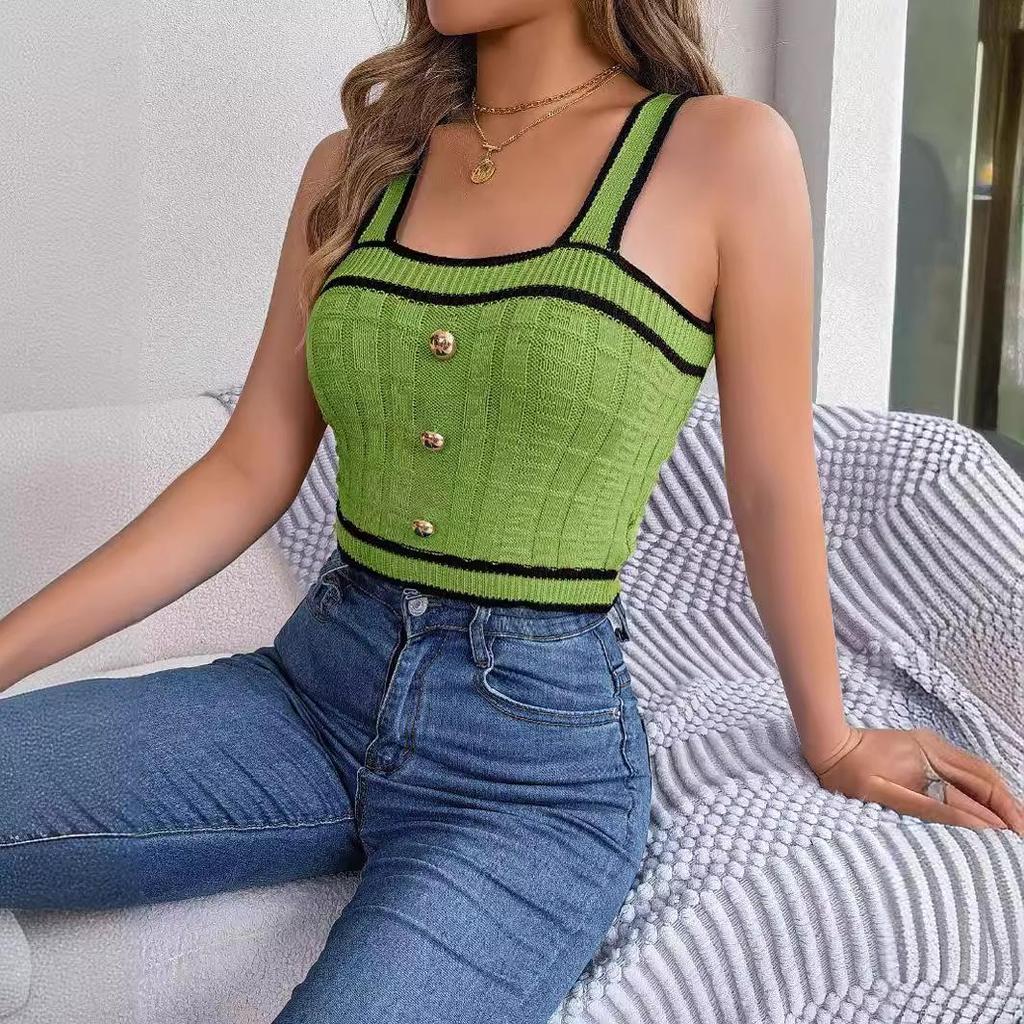 Women Sleeveless Neck Tees V Solid Color T Shirt Ladies Tee Shirt Street Knitwear Wear Top
