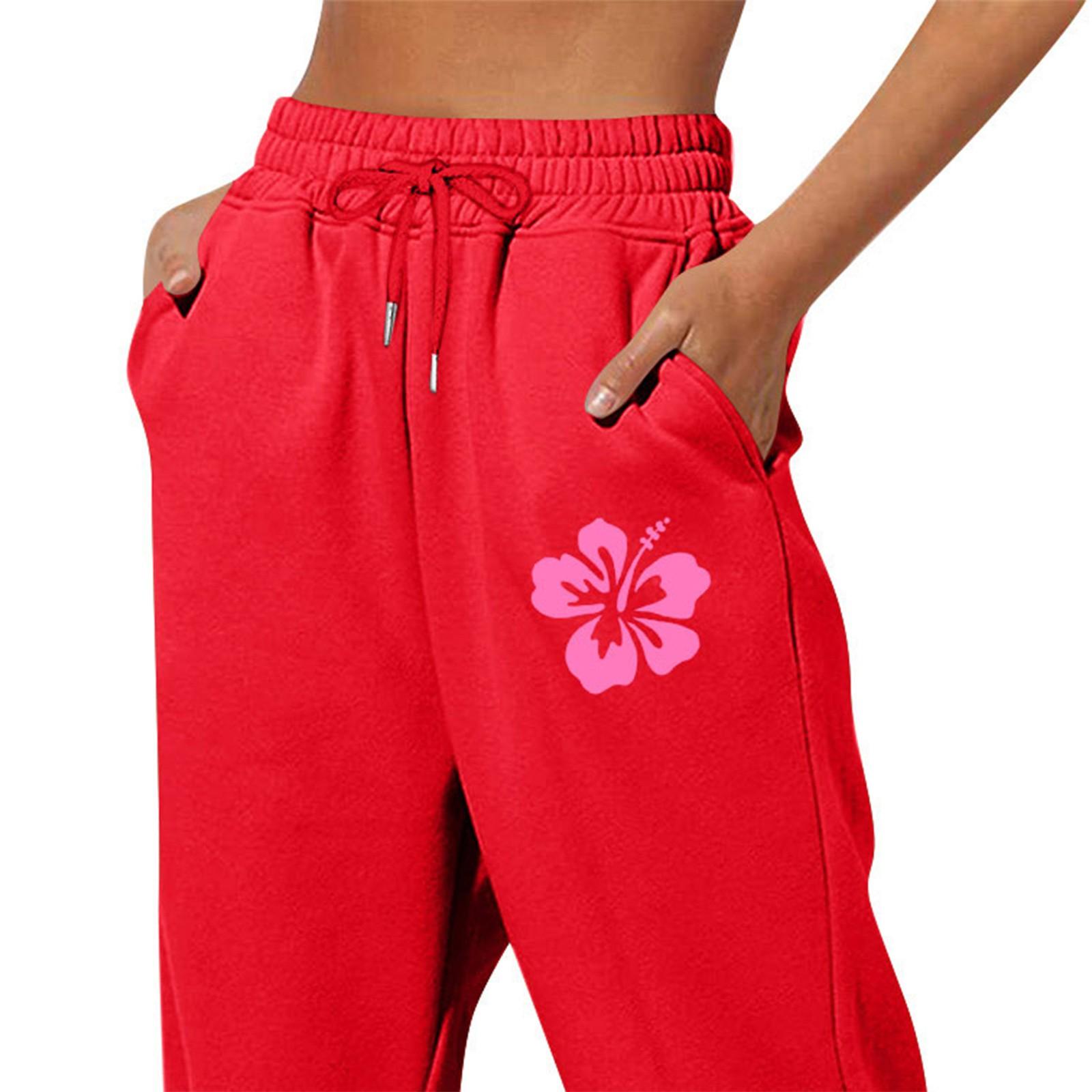 

Весенние и однотонные принтованные модные женские повседневные брюки с карманами и шнурком L красный