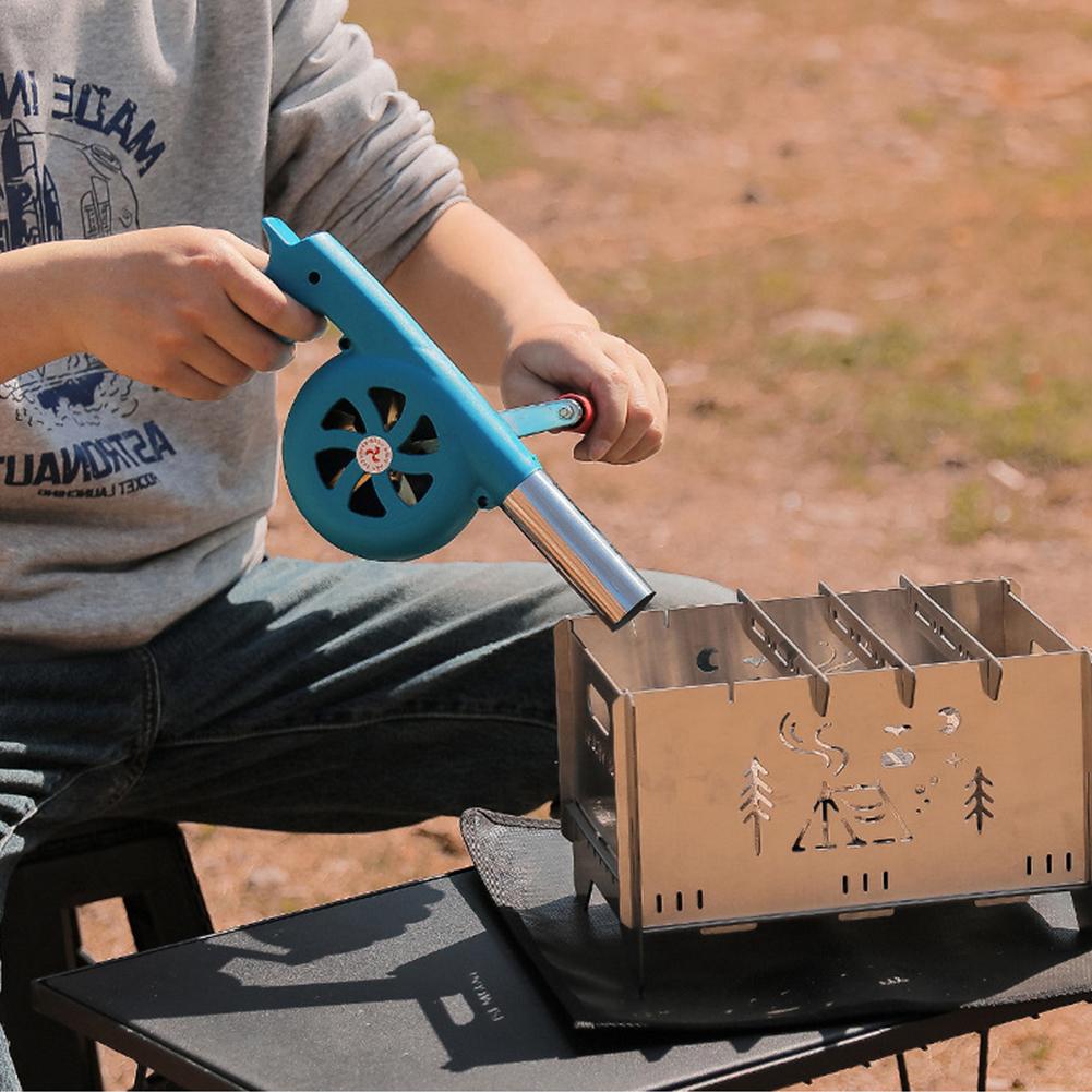 Outdoor Cooking Barbecue Blower Portable Hand Crank Fan Air Blower Grill Picnic Camping Stove Accessories Barbecue Tools