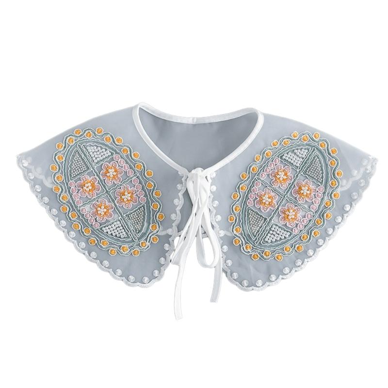 Embroidered False Collar for Women Teens Girls Elegant Detachable Faux Collar Blouse Collar Fashion Clothing Accessories