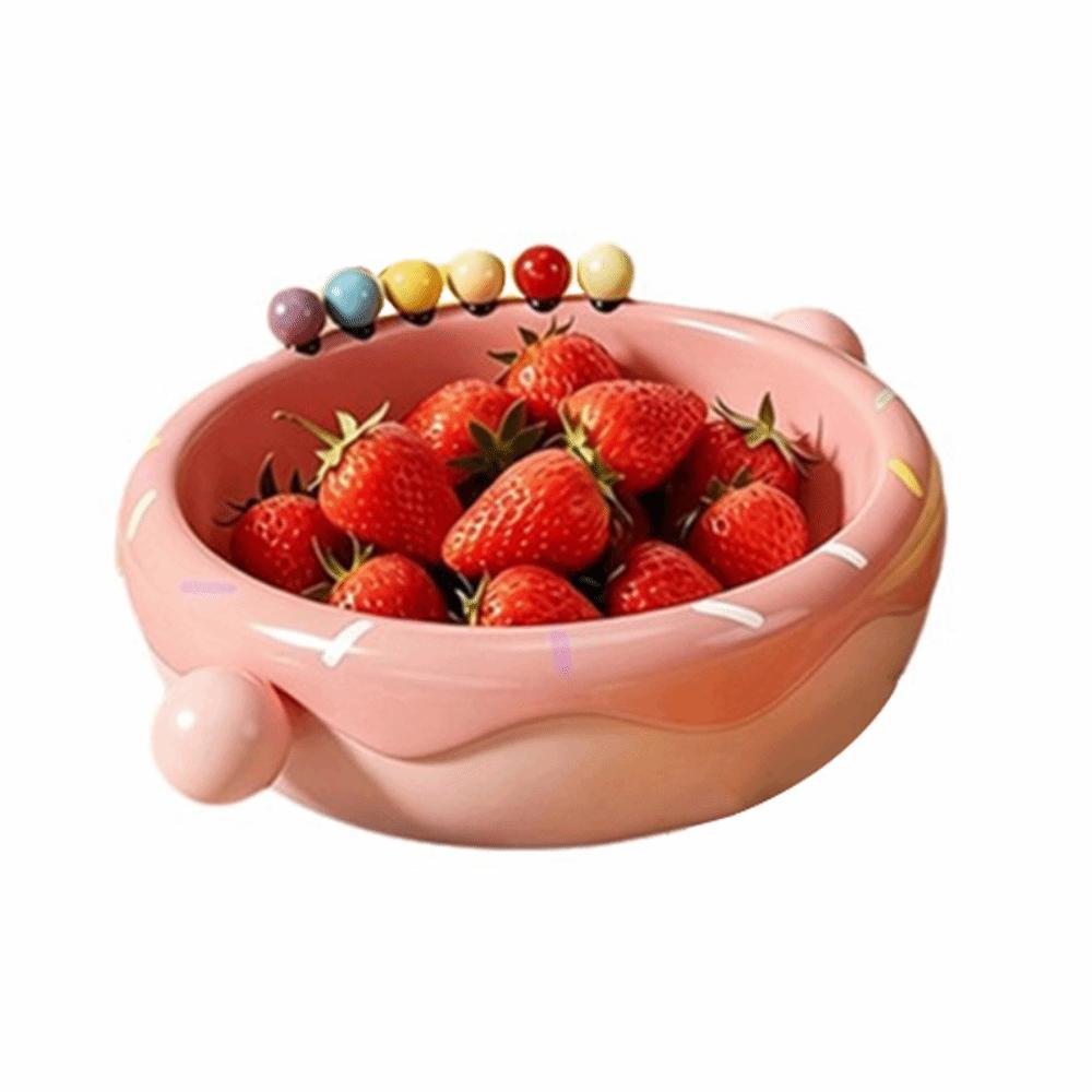

Large Capacity Fruit Serving Plate Plastic Dessert Salad Bowl Decorative Display рожевий