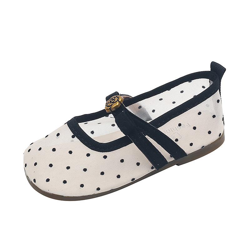 Women's 2026 Spring French Polka Dot Mesh Mary Jane Flats for Children