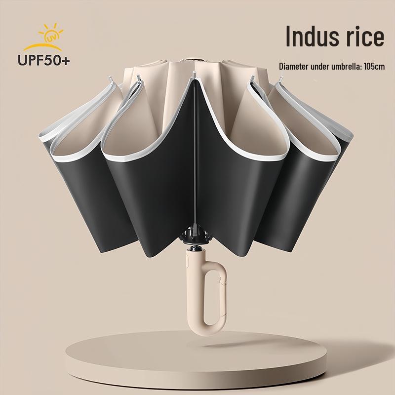 10-Rib Auto Folding Umbrella: Enlarged, Thickened, Portable, with Ring Buckle – for Sun and Rain, Custom Logo Available.