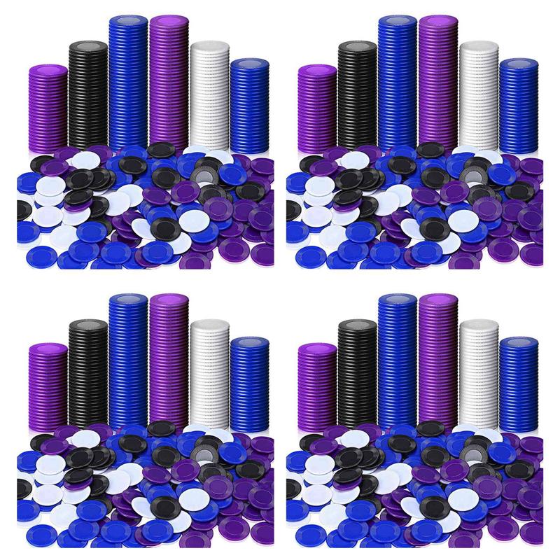 ABUO-1600 штук Пластиковые покерные фишки Игровые фишки 4 цвета Счетчики Карты для игры Подсчет Игровые фишки для игры в бинго Карта, 2