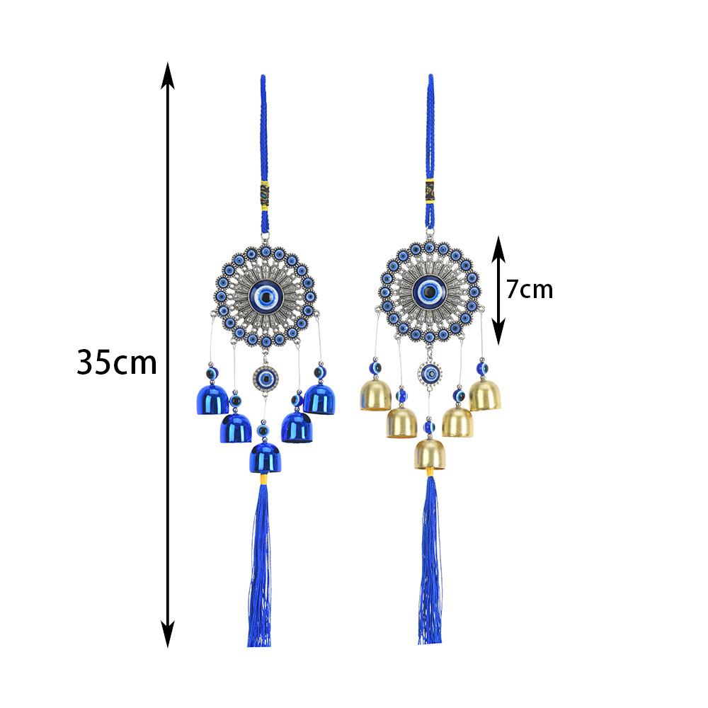 Sunflower Evil Eye Wind Chimes Lucky Turkish Blue Eye Bead Tassel Wind Bell Wall Hanging Decor Amulet Protection Car Pendant