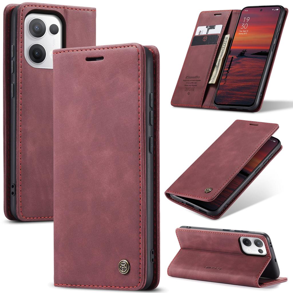 For Oppo Reno13 5G (Global) Wallet Case CASEME 013 Series PU Leather Phone Cover Stand