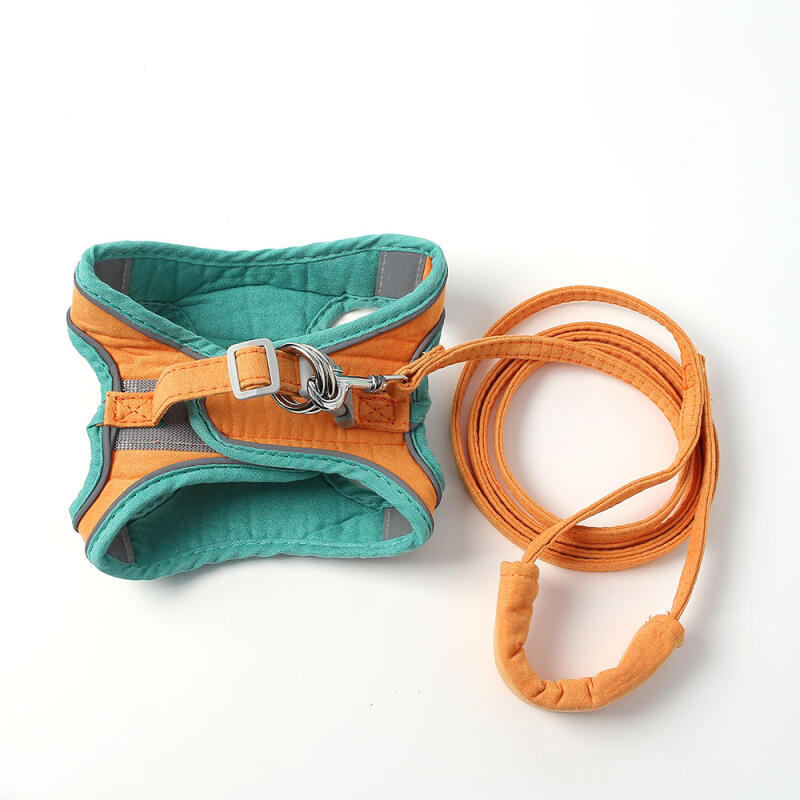 Pet Reflective Harness + Leash (L) (Green + Orange)