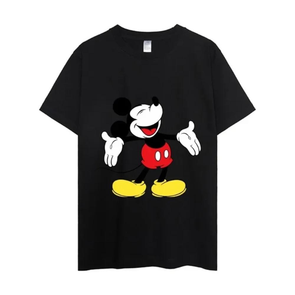 MINISO Mickey Mouse T Shirt Women Couple Combination Clothes Short Sleeve Collar Fashion Man Cotton