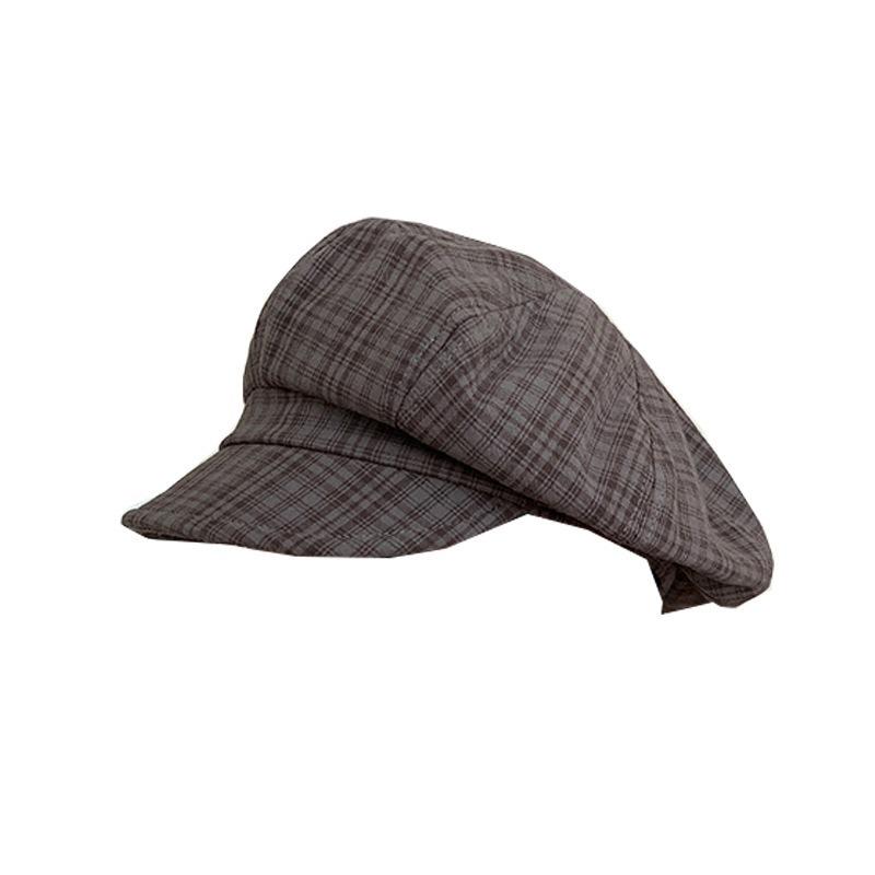 5 Early Autumn New Plaid Newsboy Hat Women's Big Head Circumference Shows the Small Beret Tide