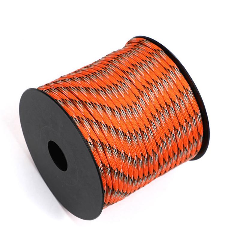 50M 7-adriges Paracord-Seil für den Außenbereich, Polyester, Fallschirmschnur, Camping, Überleben