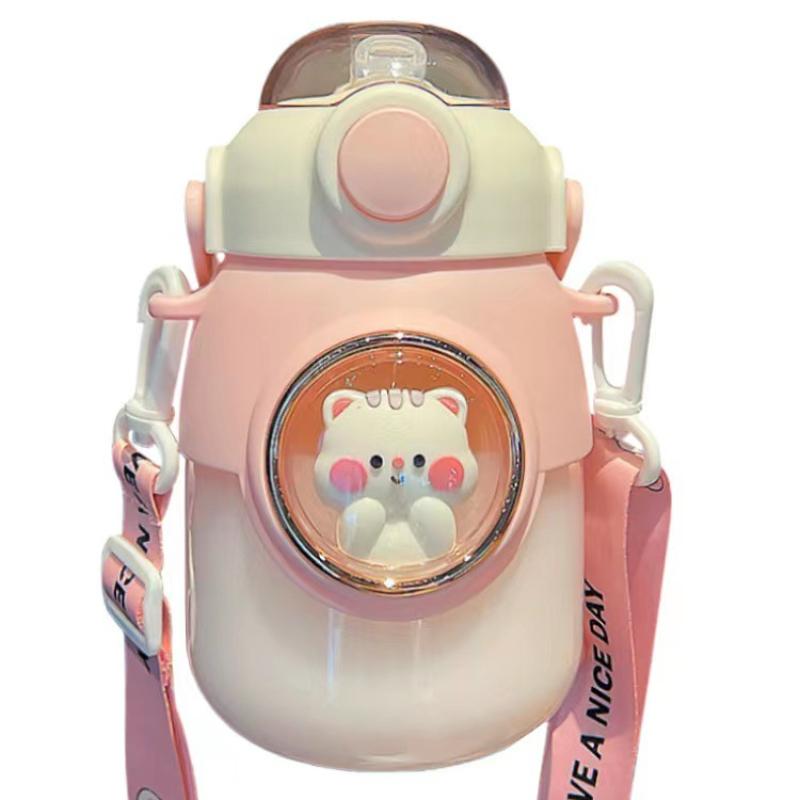 Cartoon Space - Capsule Kids Straw Cup, Portable Leak - Proof, 820ML Large Capacity Student School Travel Water Cup