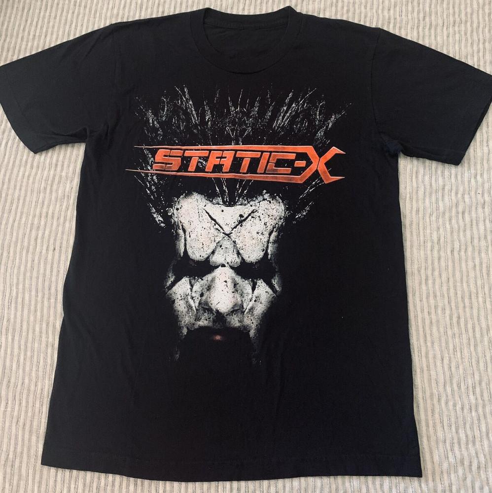 Винтажная хлопковая черная футболка Static X для мужчин, все размеры, унисекс, TT39 M