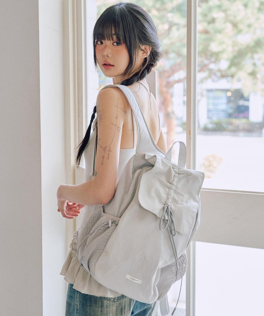 Zeroplanet Nylon Shirred Ribbon Backpack [Grey]