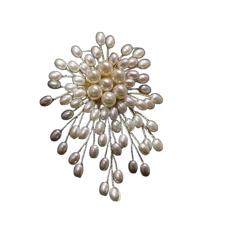 Broche de luxe faite à la main avec perles - Accessoire de bijouterie élégant tissé pour femme