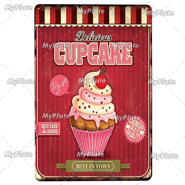 Cupcake Vintage Tin Sign Metal Sign Decorative Plaque Wall Decor Man Cave Club Decoration