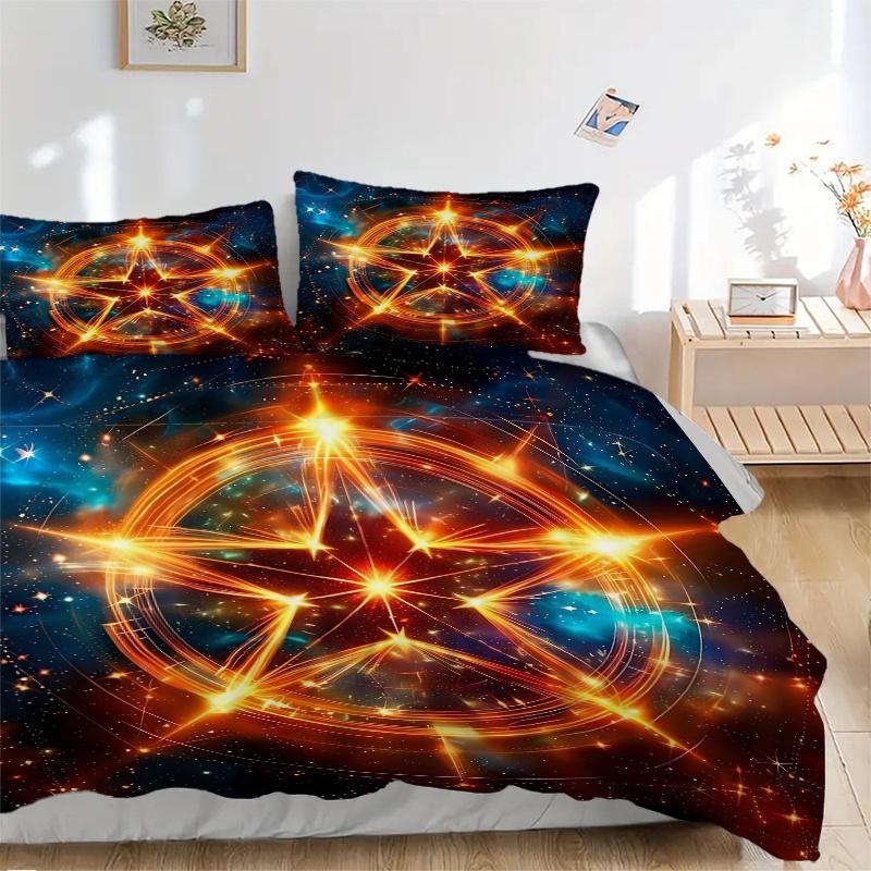 3pcs Enchanted Celestial Star Bedding Set, Including 1 Quilt Cover and 2 Pillow Shams, Without Filling, Soft and Comfortable Home Bedroom Fa