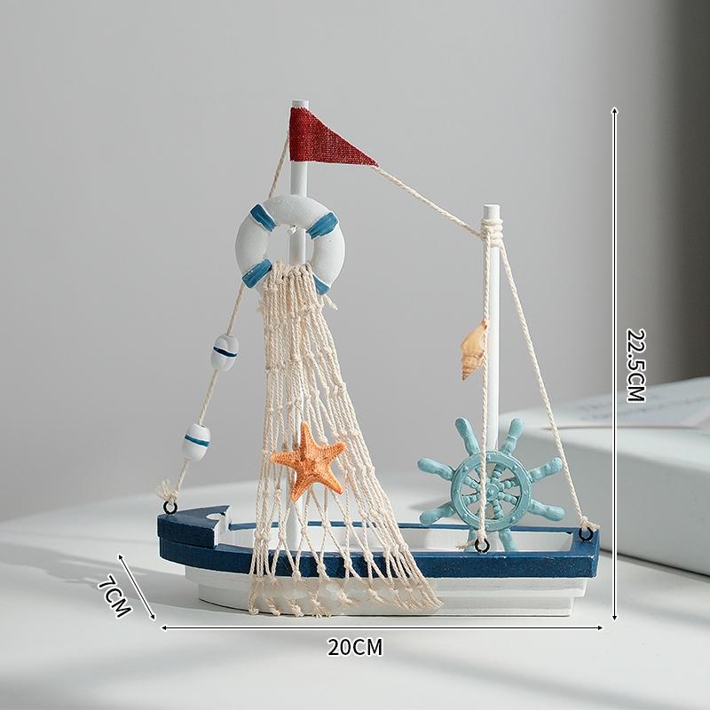 

Mediterranean-Style Wooden Sailboat Figurines - Small Decorative Handicraft Ornaments