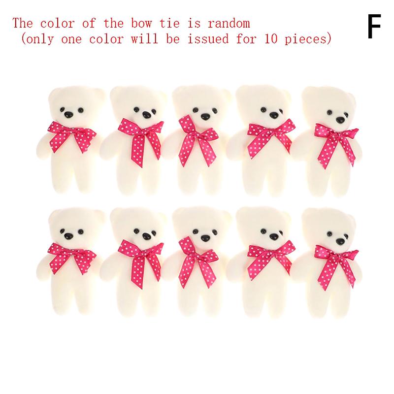 10Pcs Mini Bear Doll Couple Bear Flower Bouquet Decor Dressed Stuffed Animal Doll Foam Plushtoys For Birthday Gifts Room Decor