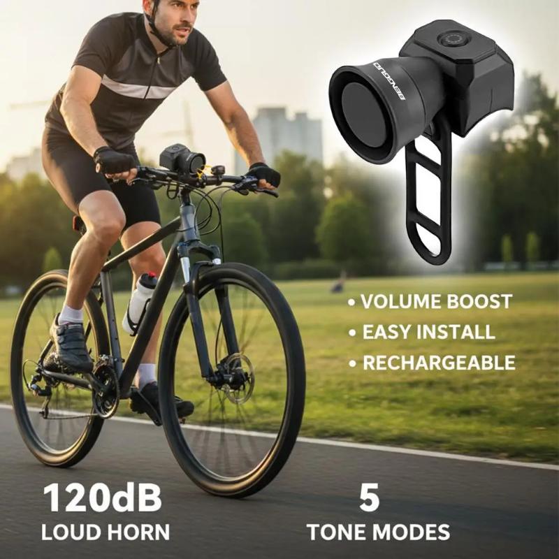 Elektrische Fahrradhupe 120 dB Superlauter Ton IP4 Wasserdicht Typ-C Wiederaufladbar Für Straßen-Mountainbike Tägliches Pendeln