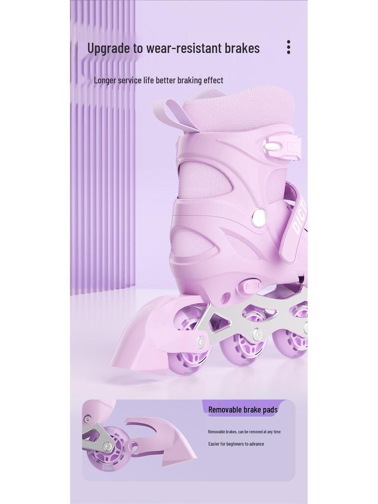 Kids' Beginner Inline Skates for Ages 6-12, Boys & Girls Single Row, Entry Level Roller & Ice Skating Shoes