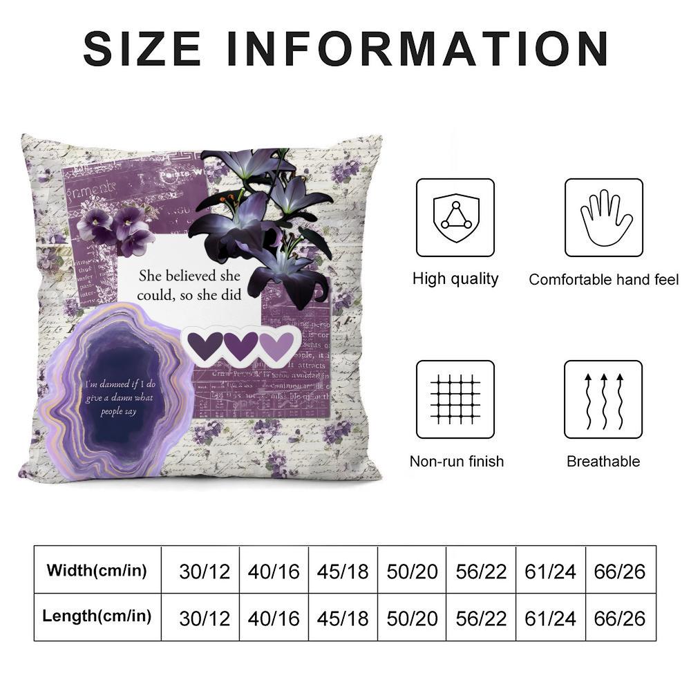 L-Lavender Cushion Cover Soft Plush Fabric Double-Sided Printed Sofa Cushion Cover For All Seasons Home Decor Gift
