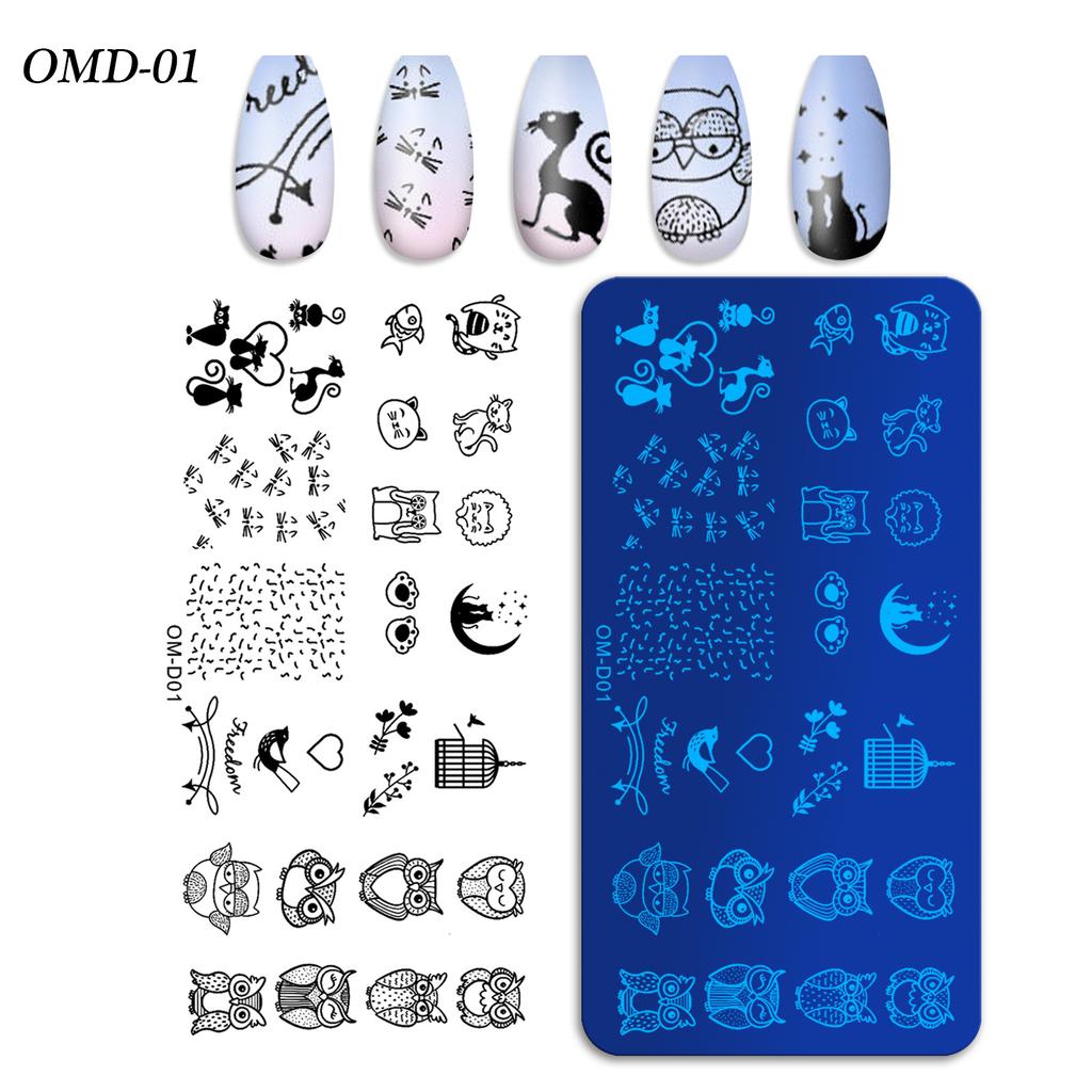 Nail Art Transfer Steel Plate, Rectangular Printing Oil Transfer Printing Steel Plate Blue Film Painted Board Omd Series