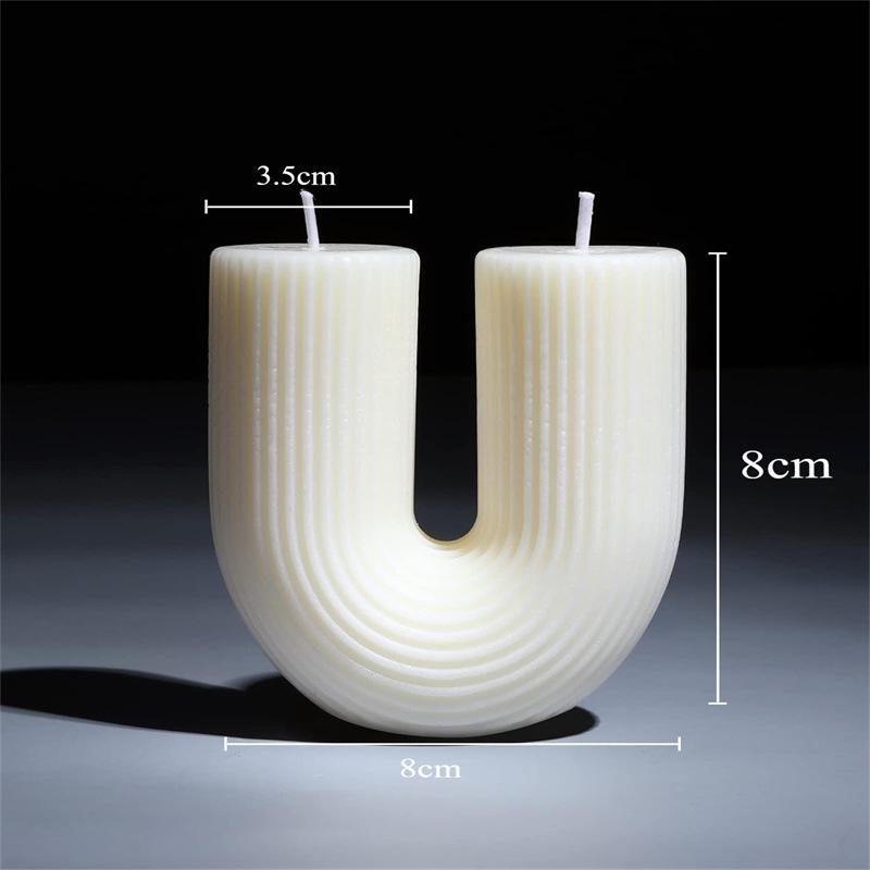 U-Shaped Geometric Striped Scented Candle for Modern Birthday and Home Decor Scene Layout