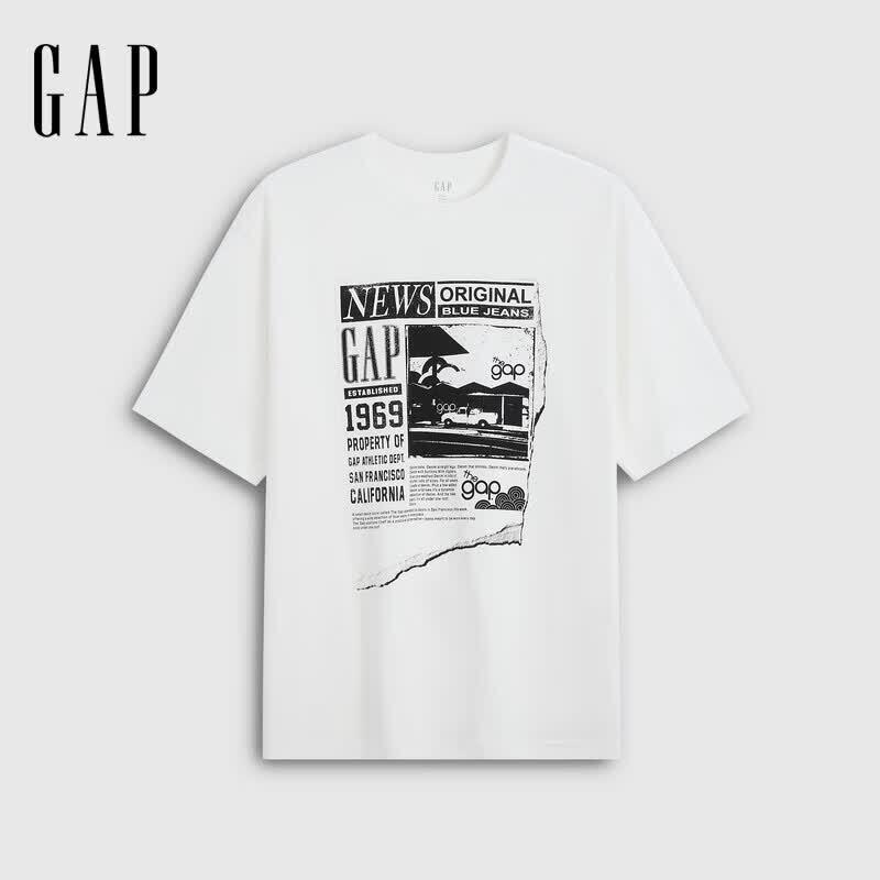 GAP Men's 2026 Fall American Street Style Printed Loose Fit Crew Neck T-Shirt