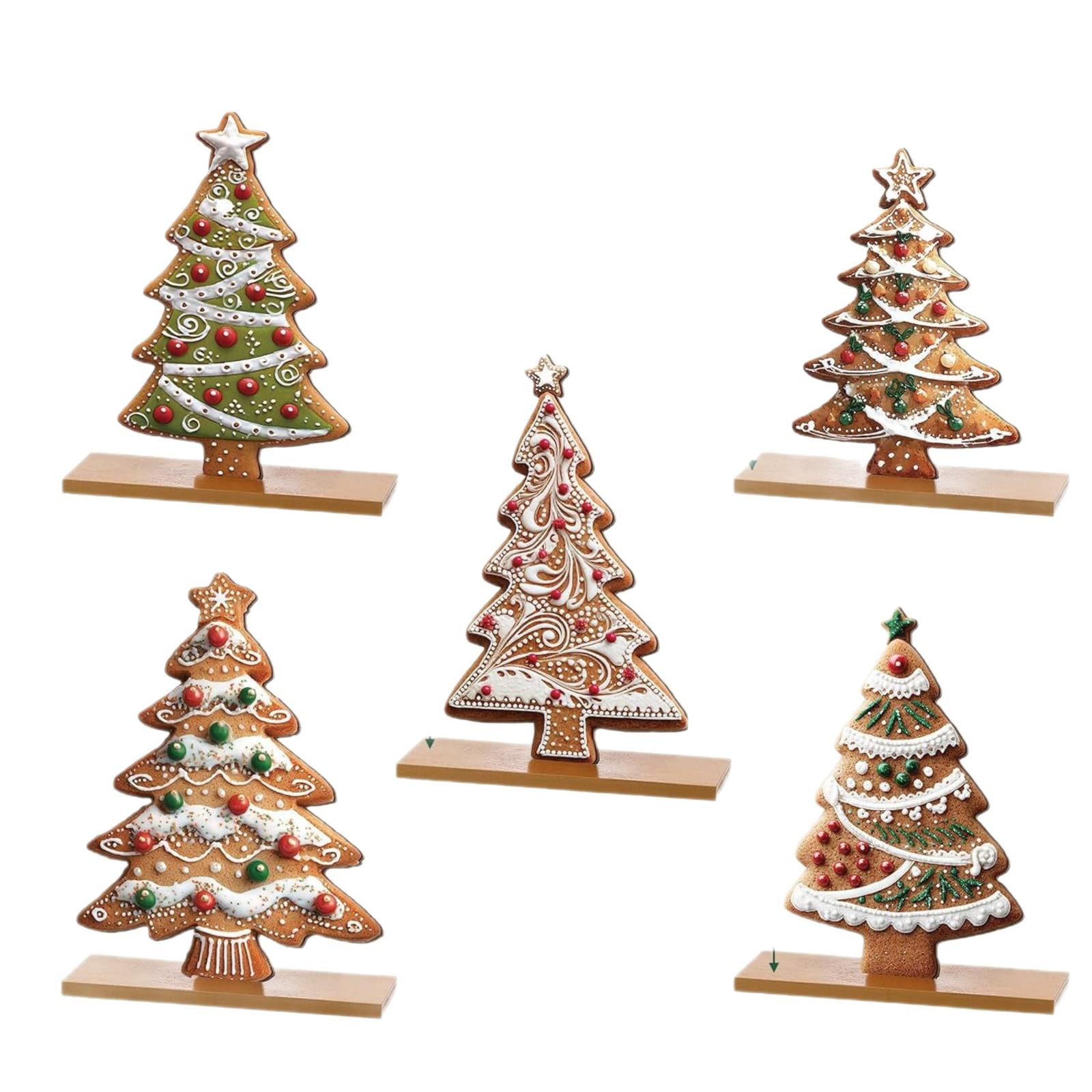 

5 Pieces Christmas Gingerbread Tabletop Decorations Wooden Christmas Centerpieces Table Decorations Gingerbread Tree Christmas Home One Size