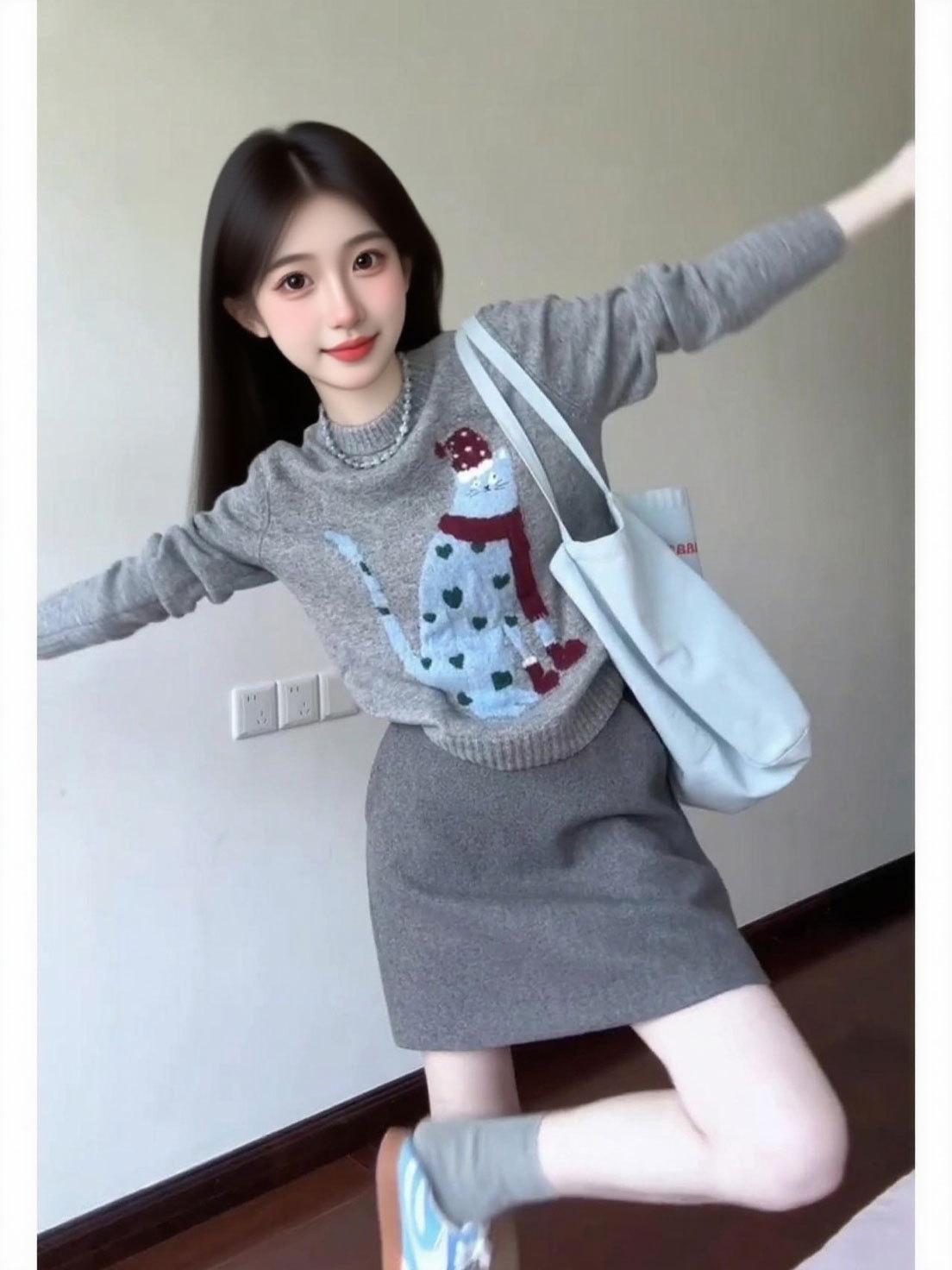 Women s Petite High-Waisted A-Line Deep Gray Wool Wrap Skirt – Spring/Autumn Casual Short Skirt XL