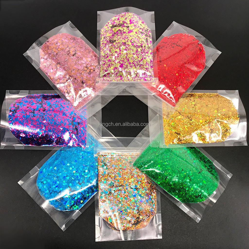 Bulk Christmas Decoration Polyester Glitter Snow Shape Chunky Glitter