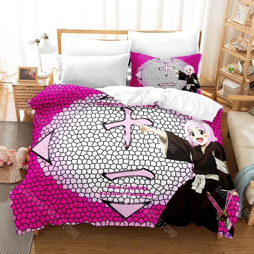 

3D Print Yachiru Kusajishi Bleach Bedding Set Cartoon Anime three-piece set Adult Boy Bedroom Duvetcover Sets Bed EU Single 90x200cm