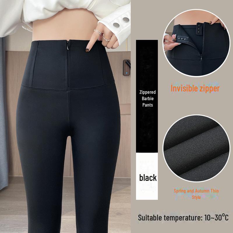 

Женские плюшевые брюки Shark с молнией и утягивающим эффектом: Плотные леггинсы с высокой талией, приподнимающие бедра, для осени/зимы. L [100-120 cm]