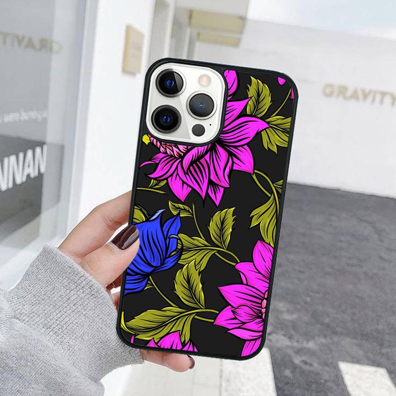 Retro Flower Leaves Graffiti Phone Case For iPhone 17 Air 15 16 Cover 11 13 14 Pro Max 12 Plus Max Fundas