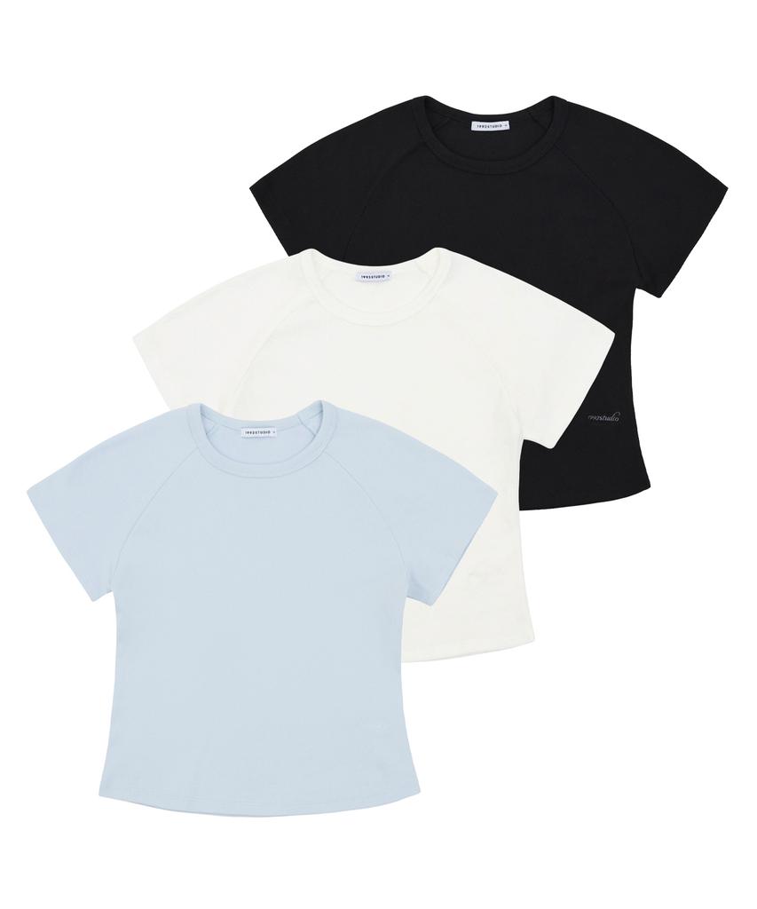 1993STUDIO W Basic Raglan Crop Slim T-Shirt (3 Colors)