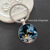 Modern Hummingbird Blossom Alloy Keyring With Glass Finish For Promotional Gifts And Party Favor Use