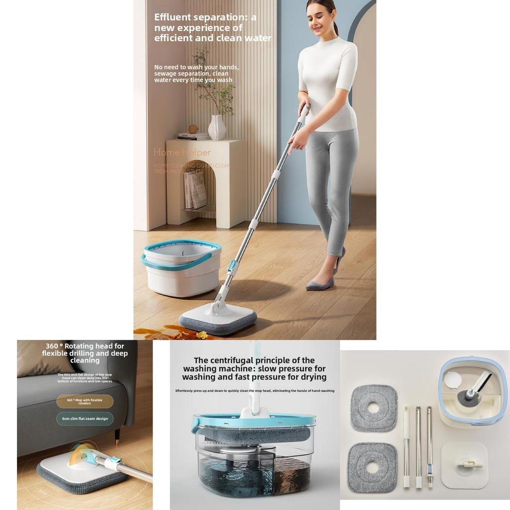 Spin Mop Bucket With Rotating Twisted Drying System For Home Cleaning Efficiency