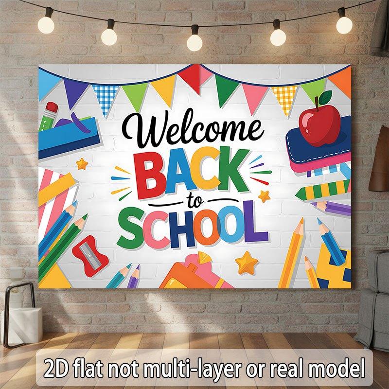 2D plane, 1 2D plane banner, Welcome Back to School background, polyester banner, 2D plane