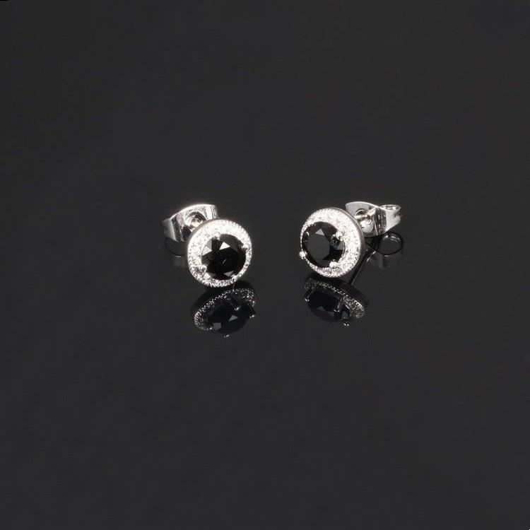 Men's Earrings 925 Silver Popular Stud Earrings Mingxin Same Round Diamond Men and Women Silver Earrings
