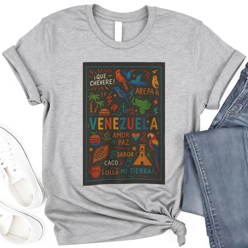 Venezuela Cotton T Shirt Unisex  Vintage Caracas Graphic Tee  Latin Pride Shirt  Cool Gift for Venezuelan Soul Culture Lovers