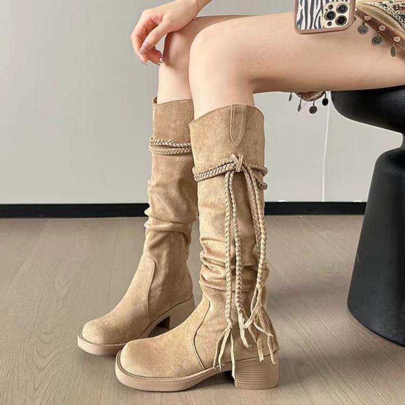 Fashion Middle Heel Round Toe Mid Calf Shoes Woman Demi-season Half High Boots for Women Cosplay Boot New Rock Gyaru Hot Sale Footwear