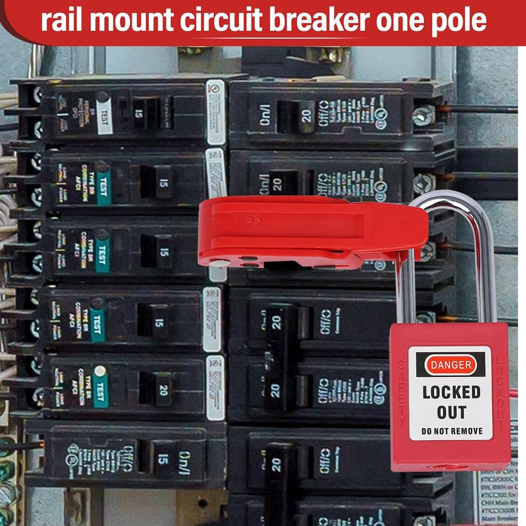 Circuit Breaker Lockout, Grip Tight Lockout Tagout Breaker Box Lock for Standard Single and Double Toggles, Pack of 2