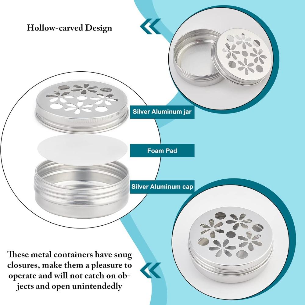 12PCS 2 Ounce/60ml Aluminum Tins Silver Refillable Screw Lid Screw Lid  for Air Freshener Candles