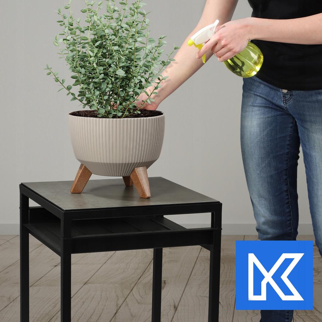 KADAX Blumentopf Übertopf mit Füßen Einsatz Pflanzgefäß 24cm Beige Schale Rund